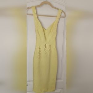 XS House of CB pastel yellow bandage dress
